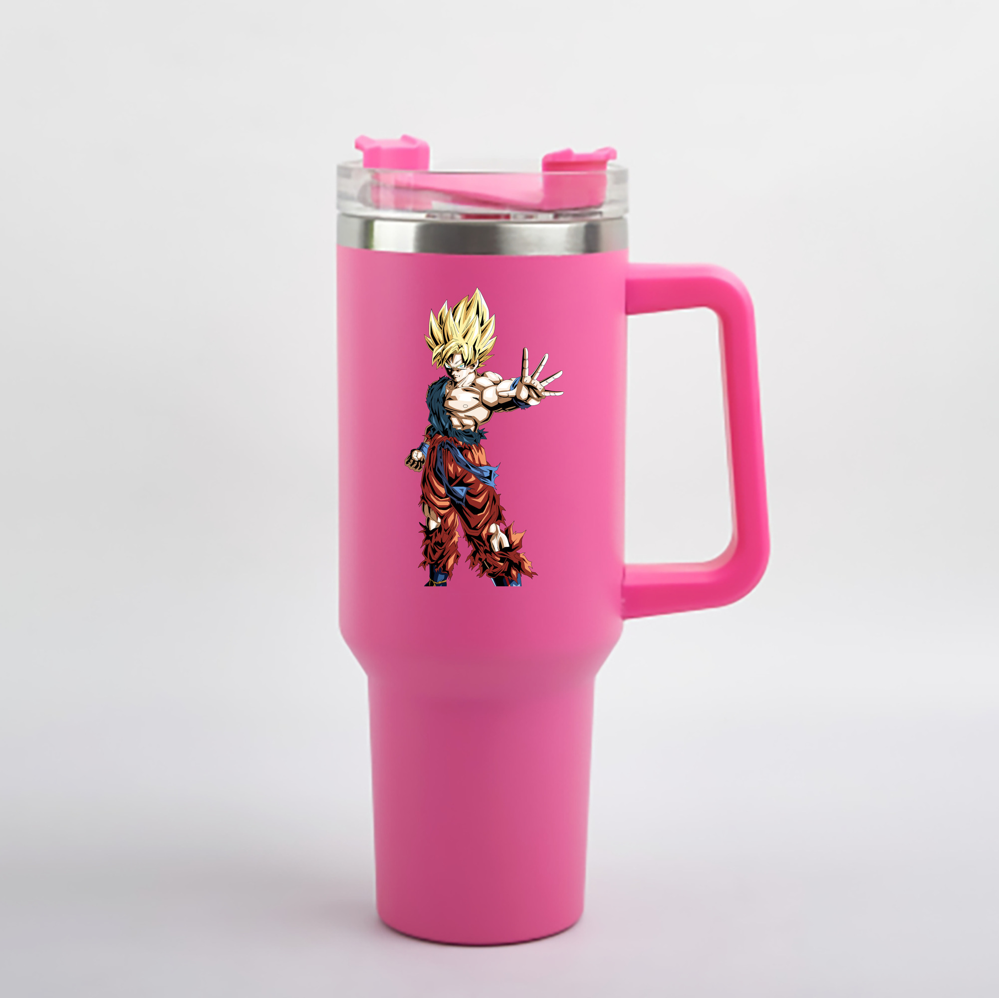 （画像用） ドラゴンボール 孫悟空（そん ごくう）Son Goku カカロット DRAGON BALL Kakarotto 1200mL車用タンブラー - クリスタルステッカー（プラスチックストロー付き）